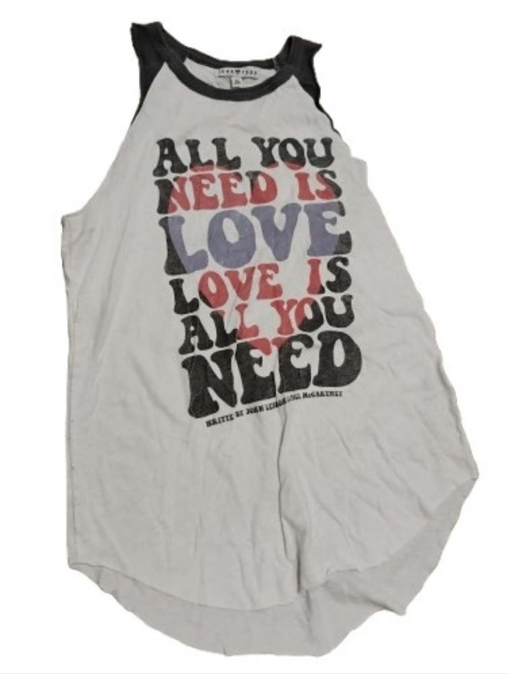 Junk Food Women's All You Need is Love Beatles Lyrics Tank Top Sz XS